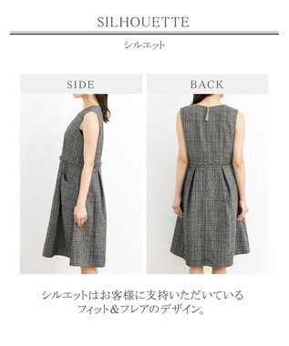 Tiaclasse 【洗える】大人華やかなツイードワンピース チャコールグレー