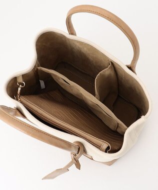 UNBILLION cachecache パーテーションキャンバストートバッグ アイボリーキャメル