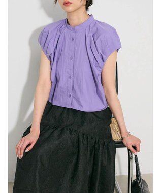 Green Parks タックデザインショート丈シャツ Purple