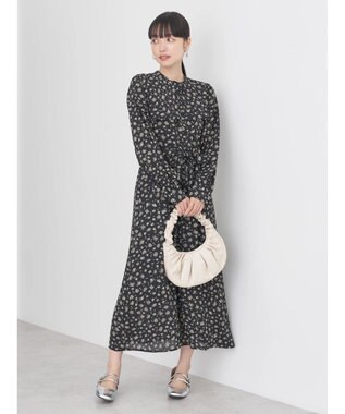 earth music&ecology キンモクセイ柄ワンピース Black