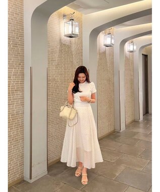 Green Parks AnriettMusee ドットフレアーロングスカート Off White