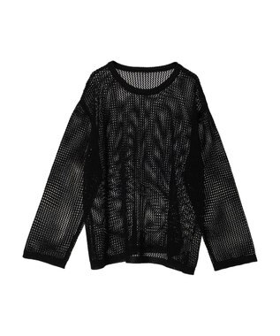 earth music&ecology ラメメッシュプルオーバー Black