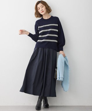 23区 【WEB&一部店舗限定/滝沢眞規子さん着用】ビジューボーダー ニット ネイビー系