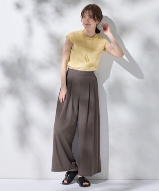 ANY L 【洗濯機可/接触冷感/UVカット】汗ジミ防止テレコノースリーブプルオーバー イエロー