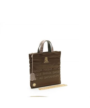 A.D.M.J. 【高密度ナイロン】ステッチ刺しゅうフラットトート22cm(チェーン付)