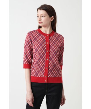 DAKS ジャカードチェックカーディガン