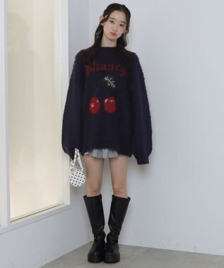 WEGO シャギーグラフィックニットBIGプルオーバー 柄2