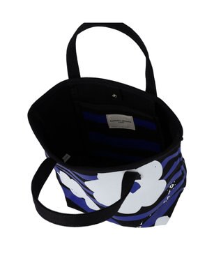 tsumori chisato CARRY フラワーボーダー ハンドバッグ 手提げ 花柄 ボーダー ブラック