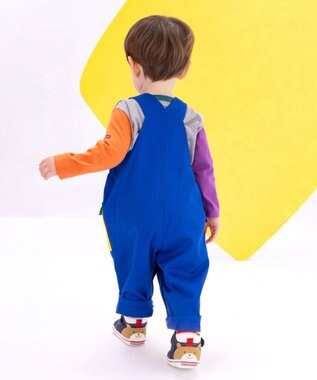 MIKI HOUSE HOT BISCUITS 【70-110cm】カラフルブロック オーバーオール ブルー