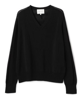 BEIGE， ARSENOPY / コットンドライタッチ Vネックニット Black