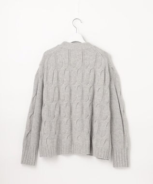 自由区 【洗える】ウールカシミヤブレンド ニットカーディガン ライトグレー系