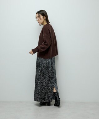 Green Parks かのこ編モックネックニットプルオーバー Brown