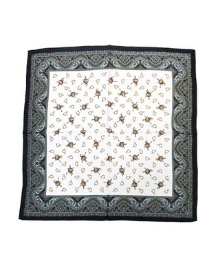 Marca 【伝統横濱スカーフ】ホルン  小判 シルクツイル スカーフ ブラック×グリーン