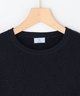 組曲 L 【先行予約・WEB限定】ポップコーンアーガイル5分袖 ニット ネイビー系