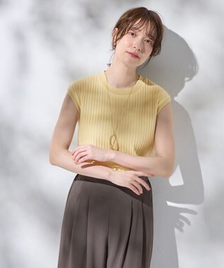 ANY L 【洗濯機可/接触冷感/UVカット】汗ジミ防止テレコノースリーブプルオーバー イエロー