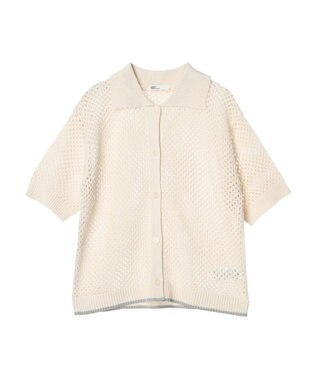 CRAFT STANDARD BOUTIQUE 配色メッシュニットカーディガン Ivory