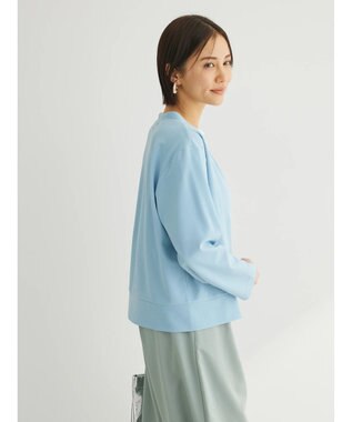 Green Parks カットジョーゼットドットボタンカーディガン Sax