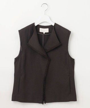 自由区 S 【カタログ掲載・セットアップ対応・接触冷感・UVカット・洗える】ライトバスケットクロス ジレ ダークブラウン