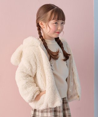 ANY KIDS アニマル耳 フェイクファー ブルゾン エクリュ×イヌ