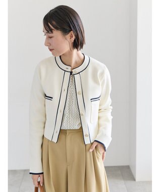 Te chichi ミラノリブ配色ラインカーディガン