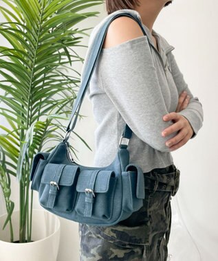 WEGO 金具デザインポケットショルダー デニム