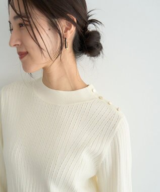 YECCA VECCA 金釦ペプラムニット Ivory