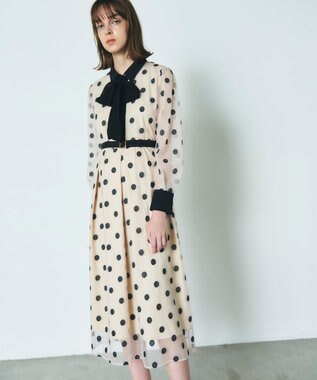 GRACE CONTINENTAL ラメドット刺繍ドレス キナリ