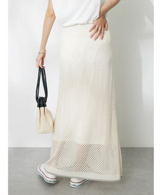 CRAFT STANDARD BOUTIQUE 配色メッシュニットスカート Ivory