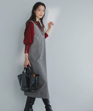 ANY SIS S ビューティサーモ2WAYストレッチ ジャンパースカート グレーシャンブレー