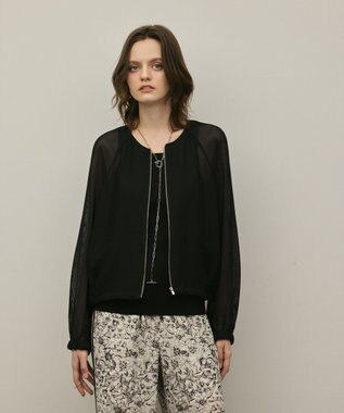 GRACE CONTINENTAL ノーカラーカラミブルゾン ブラック