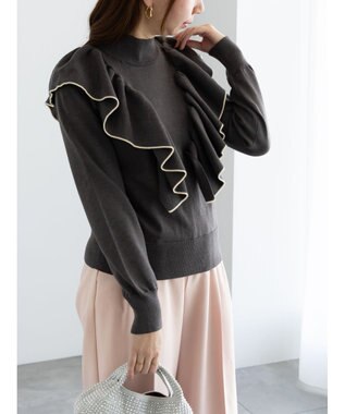 Te chichi ラッフルフリルニット チャコールグレー