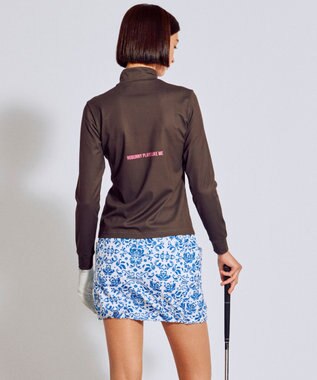 PW CIRCULUS 【吸水速乾 / UV遮蔽率99.5% UVカット / ストレッチ】【WOMEN】ラビットグラフィック ロングスリーブモックT ゴルフウェア レディース ダークブラウン系