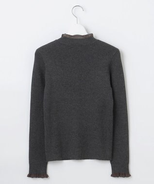 Feroux シアーフリル・ハイネックリブプルオーバー グレー系