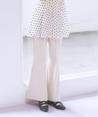 earth music&ecology センターシームフレアパンツ Light Beige