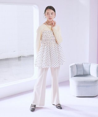 earth music&ecology センターシームフレアパンツ Light Beige