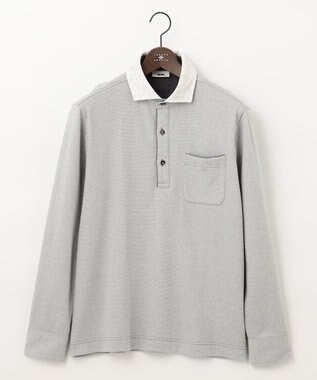 JOSEPH ABBOUD 【人気！多機能ポロシャツ】ペイズリー柄　ウィンターダディポロシャツ ライトグレー系