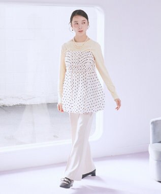 earth music&ecology センターシームフレアパンツ Light Beige