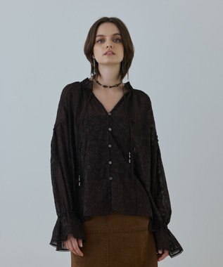 GRACE CONTINENTAL ヨウリュウembカフタンブラウス ブラウン