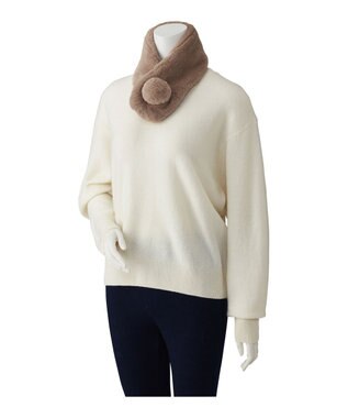 MOONBAT 【洗える】ふわもこマフラー ミニうさしっぽ モカブラウン