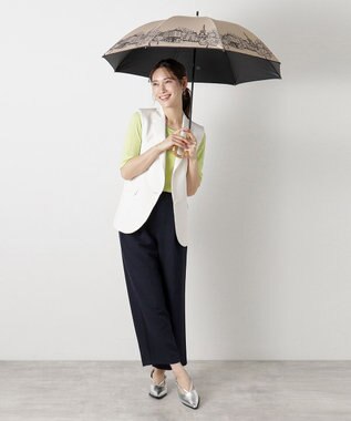 MOONBAT 【遮光100%】SOLFEGE MODE  晴雨兼用 長傘 日傘 街並プリント キャメル