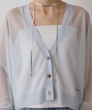 GRACE CONTINENTAL シアージョーゼットカーディガン ブルー