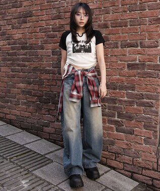 WEGO キーネックサイドレースアップちびT 柄3