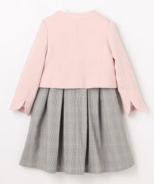 組曲 KIDS  【110-140㎝】 チェックワンピース＆ドビージャケットセット ピンク