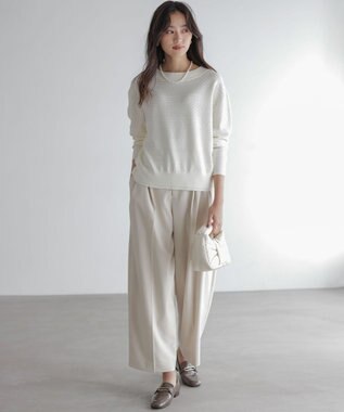 組曲 S 編み柄ディテールニット ホワイト系