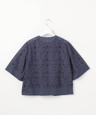 自由区 【カタログ掲載・洗える】フラワータイルレース ブラウス インディゴブルー