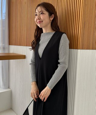 UNFILO マイビューティ リブボートネック ニット グレー