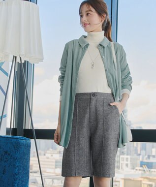 Tiaclasse L 【洗える】コーデュロイシャツチュニックブラウス ミント