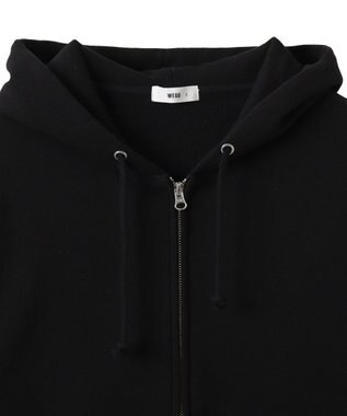 WEGO 【ユニセックス着用ITEM/裏起毛/SMLサイズ展開】リラックスフィットバックロゴジップパーカー ブラック
