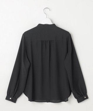 J.PRESS LADIES 【洗える】ヌーディスバックサテン ピンタック ブラウス ネイビー系