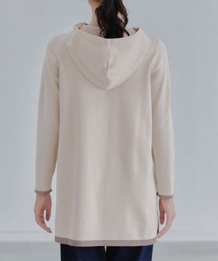 Tiaclasse 【洗える】配色フーディーニットチュニック ベージュ×モカ